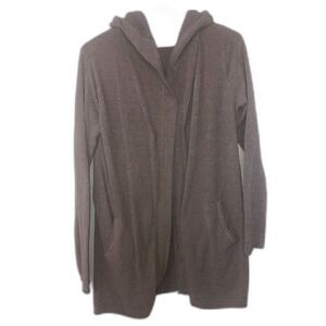 BAREFOOT DREAMS Open Front Cardigan Hood Women's Size Small Brown